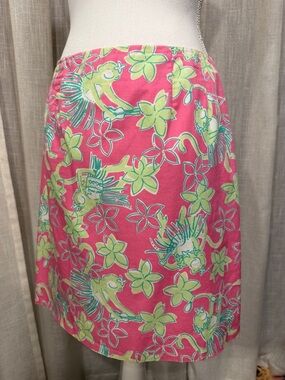 Lilly Pulitzer Pink & Green Monkey Print Mini Skirt Size 6